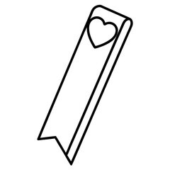  Bookmark with a heart top line art vector