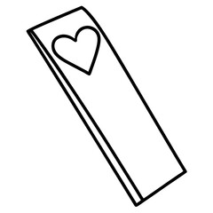  Bookmark with a heart top line art vector