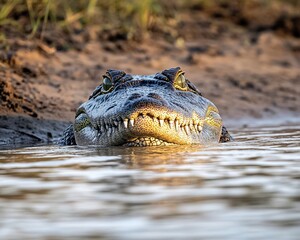 Obraz premium Serene and captivating a fierce crocodile lurking in the water captured differently.