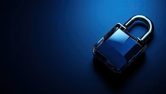 Secure Lock on Dark Blue Background