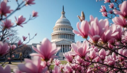 Blooming cherry blossoms at washington capitol