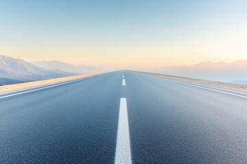 empty road under clear sky stretching into horizon with soft sunlight illuminating path symbolizing new journeys and