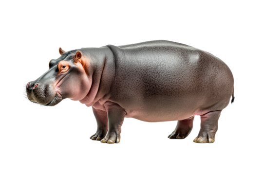 hippo side isolated on transparent or white background, png