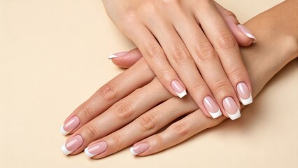 Naklejka premium Elegant and Stylish French Manicure with Natural Nail Polish for Everyday Glamour and Beauty