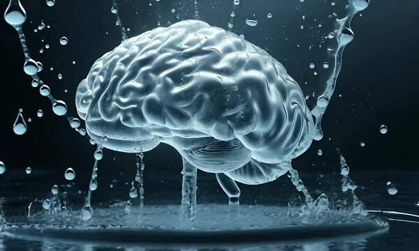A translucent human brain, shown in water, emphasizing knowledge, clarity, and intellectual depth