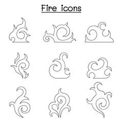 fire, flame icon set