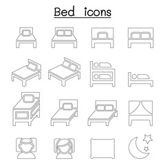 Bedroom & Mattress icon set