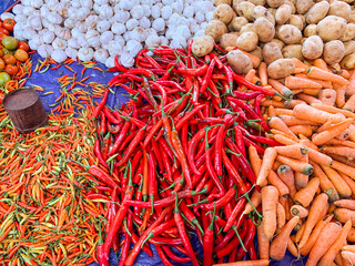 Heap of vegetables on a traditional market 