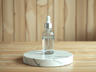 Vintage Glass Dropper Bottle on Marble & Wood