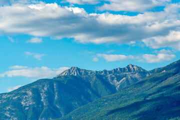 Majestic mountains with forest foreground in Vancouver, Canada, North America. Day time on June 2024.