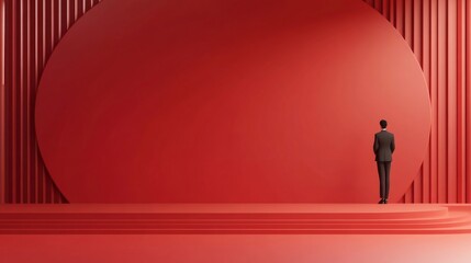 Fototapeta premium empty stage with red curtains