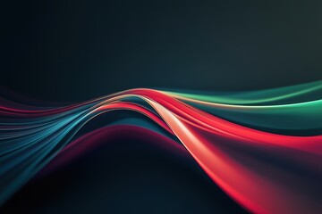 Abstract Red Teal Swirling Waves Dark Background Digital Art Illustration