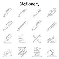 Pen, Pencil, Stationery icon set vector illustration graphic design