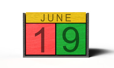 cube block wooden red orange yellow green color 19 nineteen date day number object decoration ornament juneteenth america african usa us 1865 government politic emancipation day independence freedom