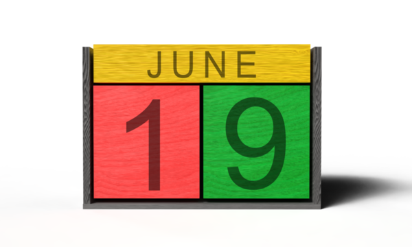 cube block wooden red orange yellow green color 19 nineteen date day number object decoration ornament juneteenth america african usa us 1865 government politic emancipation day independence freedom