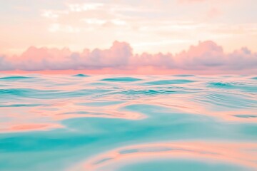 Obraz premium pastel waves gently ripple under soft cloudy sky creating serene seascape large copy space above