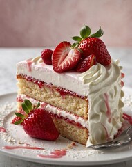 Part de Gâteau aux fraises et chantilly