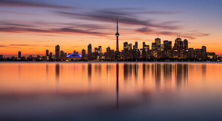 Fototapeta premium City Skyline Sunset Reflection