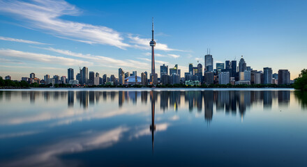 Fototapeta premium City Skyline Water Reflection Peaceful Landscape