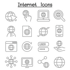 Internet Technology icon set in thin line style