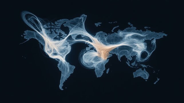 A digital map displaying global population and economic trends in real time.