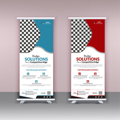 Minimal Corporate Roll Up Banner for Business; Roll Up Banner Design Vertical Template; Vector Abstract Banner 