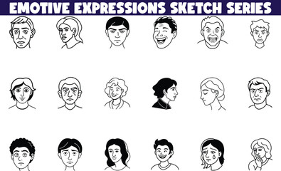 Emotive Expressions Sketch Series Diverse Faces, Moods, and Attitudes