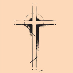 black and white tattoo design of Christ cross