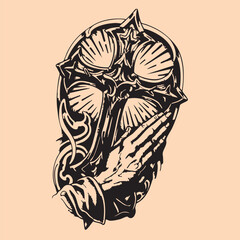 black and white tattoo design of Christ cross