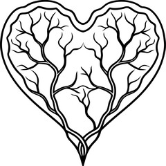 Branching Love Minimalist Heart Line Art