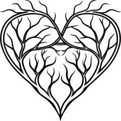 Branching Love Minimalist Heart Line Art