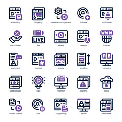 Social Media Specialist Icon pack for your website, mobile, presentation, and logo design. Social Media Specialist Icon dual tone design. Vector graphics illustration and editable stroke.