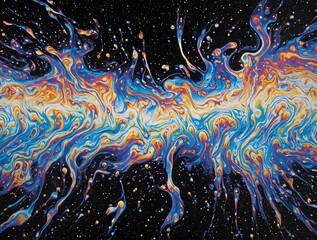 colorful abstract backround resembling an iridescent swirly oil or soap film
