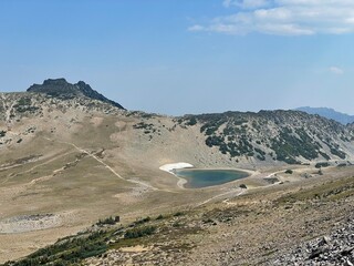 alpine mountain lake just past sunset lodge, Frozen Lake in Mount Rainier National Park