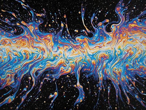 colorful abstract backround resembling an iridescent swirly oil or soap film