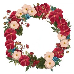 wreath of flowers, roses and berries