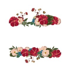 Frame with vintage flowers and berries. Clipart, template