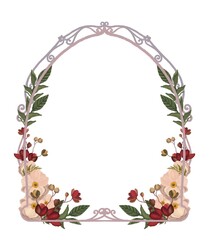 Art nouveau frame with flowers and leaves
