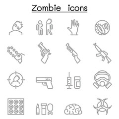 Zombie icon set in thin line style