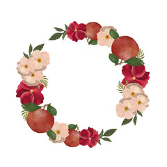 Frame with fruits and flowers