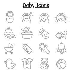 Baby icon set in thin line style