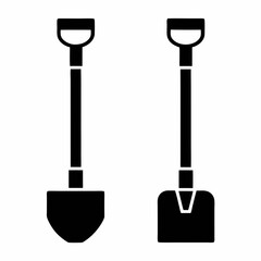 Minimalist Shovel vector Icons Set.