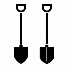 Minimalist Shovel vector Icons Set.