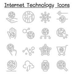 Internet technology & Data communication icon set in thin line style