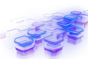 Futuristic neon hexagon grid png light overlay effect, transparent background