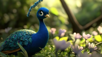 Fototapeta premium PNG Peacock cartoon peacock animal bird