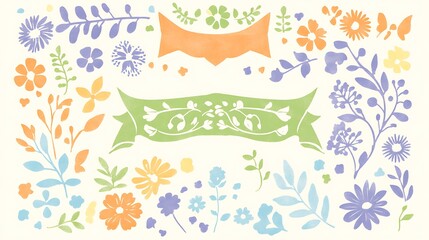 Colorful Floral Design Elements.