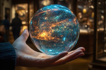 Fototapeta premium Universe in Hand Cosmic Orb Illustration