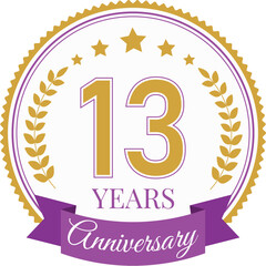Logo 13 Years Anniversary Celebration Design Template.