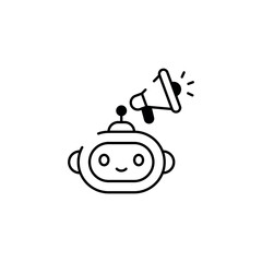 Robot Advertising icon design with white background stock illustration